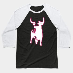 Pink Neon Sign Bull TORO Baseball T-Shirt